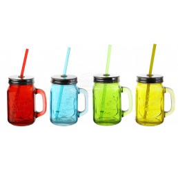 Trinkglas mit Henkel “bunt“ - versch. Farben 