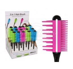 Haarbürste, 3 in 1 "Hair Brush" - versch. Farben 