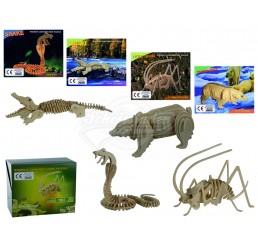 Puzzle 3D “Wilde Tiere“ - Naturholz – versch. Motive