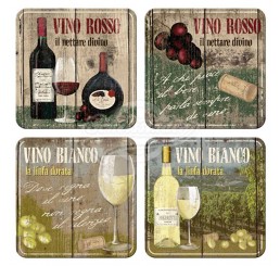 Untersetzer 4tlg Set "Vino Bianco - Vino Rosso"-Auslaufartikel