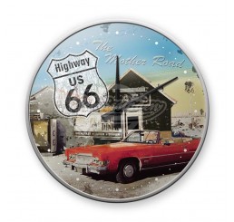 Wanduhr "Highway 66 Red Car - US Highways" Nostalgic Art