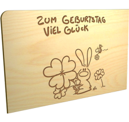 Holzpostkarte NIC "Zum Geburtstag"