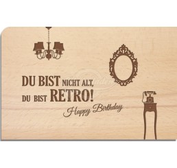 Holzpostkarte "Retro - Happy Birthday"