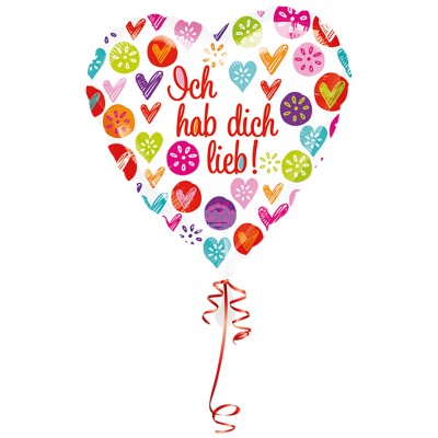 Folienballon - "Ich hab dich lieb" - Herz - Heliumballon - ca. 45 cm