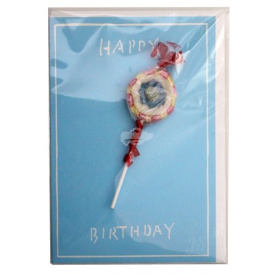 Klappkarte mit Mini Geschenk und Umschlag - Geburtstag Lutscher - “Happy Birthday“
