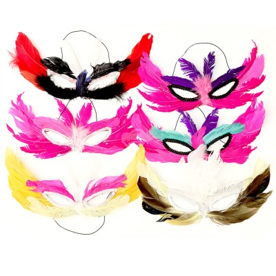 Venezianische Augenmaske mit Federn - versch.Farben