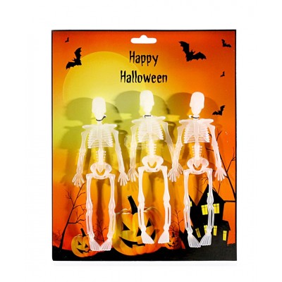 Halloween Skelett "Glowing", 3er Set 