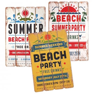 Vintage Schild ''Beach Party''  - versch. Farben