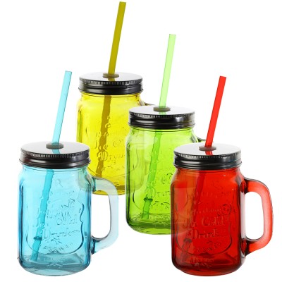 Trinkglas mit Henkel “bunt“ - versch. Farben
