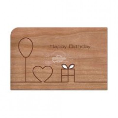 Grußkarte aus Holz "Strich - Happy Birthday" mit Umschlag