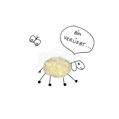 Plüsch Postkarte Schafe Liebesgeständnis – “Bin verliebt“