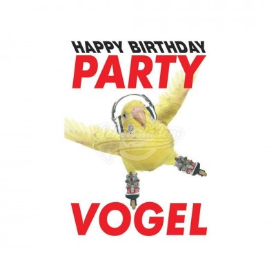 Briefkarte "Party Vogel"