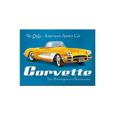 Magnet "Corvette Yellow - USA" Nostalgic Art-Auslaufartikel