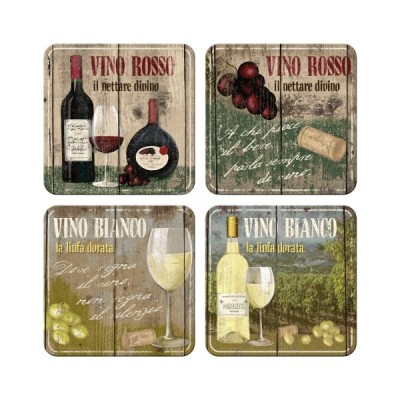 Untersetzer 4tlg Set "Vino Bianco - Vino Rosso"-Auslaufartikel