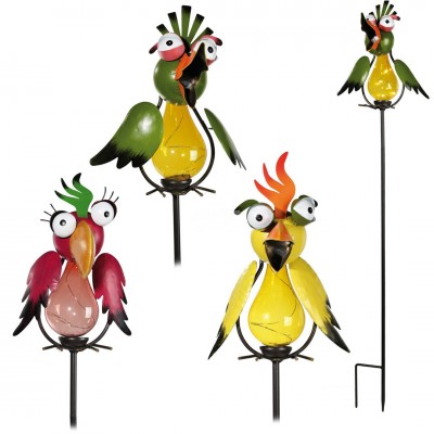 Gartenstecker Vogel - inkl. Solarzelle und LED – versch. Farben
