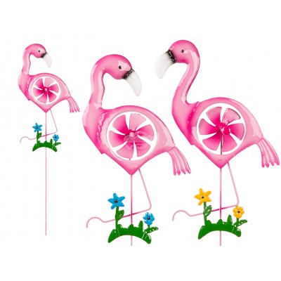 Gartenstecker “Flamingo“ mit Windrad – versch. Farben