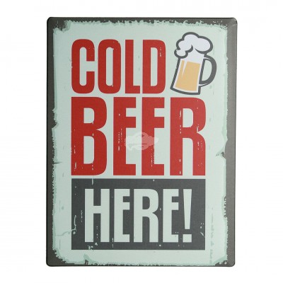 Blechschild Nostalgie "Cold Beer Here"