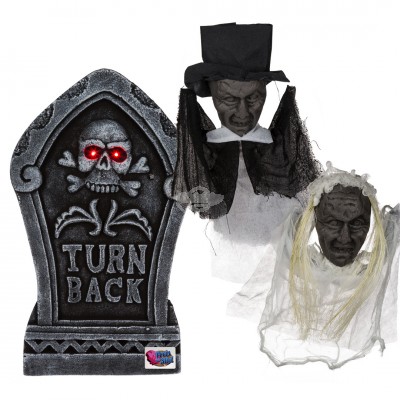 Halloween-Grabstein mit LED “Hochzeitspaar-Zombies “ mit Licht